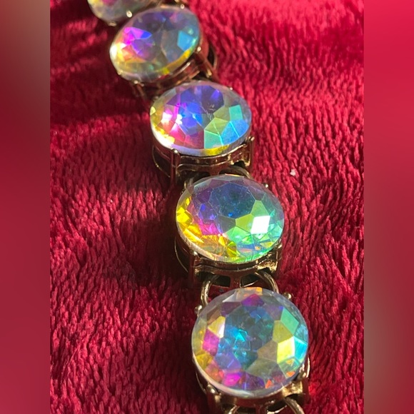 Bracelet aurora borealis crystal bling link adjustable sparkly pick color chunky - Picture 3 of 13